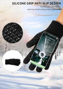 Mitaines tricotées chaudes pour hommes, style extérieur, compatibles écran tactile, avec doublure épaisse - Product Image 3