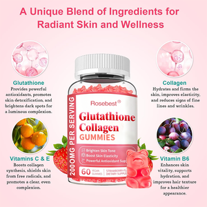 Integratore Vegano per lo Sbiancamento della Pelle con Gusto Naturale di Fragola, Glutatione e Collagene, Caramelle Gommose Luminose con Multivitamine, Etichetta Privata OEM - Product Image 2