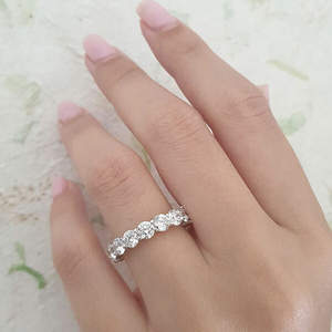 14KソリッドゴールドムードエタニティバンドハーフエメラルドカットハーフラウンドカットラボダイヤモンドDEF-VSフルエタニティダイヤモンドバンド - Product Image 5