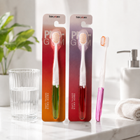 Brosse à dents manuelle ergonomique légère en plastique PBT souple, sans BPA, personnalisable en gros, pour adultes, soins bucco-dentaires à domicile