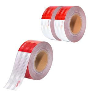 Cinta Reflectante de Alta Visibilidad DOT-C2, Advertencia de Seguridad, Roja y Blanca, para Camiones, Carreteras, Material Prismático de Grado Industrial, Acrílico de Alta Calidad - Product Image 1