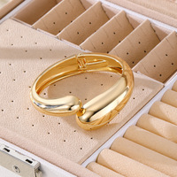 Nouveau Bracelet JONC Ouvert Goutte d'Eau Épais en OR PlaquÉ Or CCB Goutte d'Eau Lisse Métal Grand ExagÉrÉ pour Femme