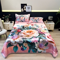 Nouvelle drap de lit en soie glacée 200TC, imprimé végétal estival, style moderne et épuré, respirant, écologique, confortable, doux pour la peau et rafraîchissant