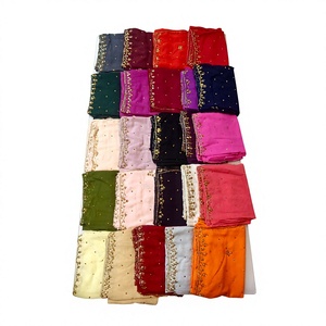 Chal de Chifón Bordado para Mujer, Color Sólido, Estilo Étnico Tradicional para Uso Diario, Estilo India/Pakistán, Transpirable para Todas las Estaciones - Product Image 3