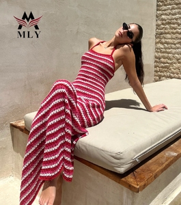 <span class=keywords><strong>Robe</strong></span> longue de plage moulante en crochet tricoté, sexy, à dos croisé, ajourée, pour la plage, vente en gros - Product Image 1