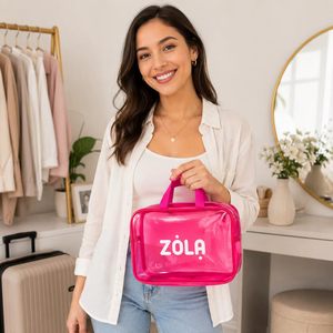 Custom Logo Pink <b>Transparent</b> PVC Cosmetic <b>Bag</b> Large Capacity Waterproof Toiletry Organizer for Travel - Product Image 1