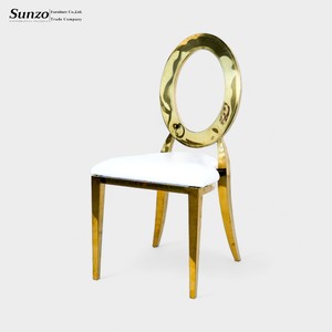 Chaises de Salle à Manger Moderne de Luxe à Dossier Rond en Acier Inoxydable Doré et Argenté pour Hôtels Mariages Événements Banquets Fêtes-Vente en Gros - Product Image 2