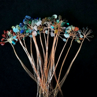 Arbre décoratif en fil de cristal avec fil de cuivre et éclats de pierres roulées pour la décoration de bureau et les souvenirs