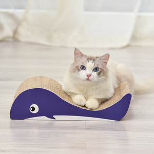 Cat Scratching <b>Pad</b> Whale Shape Corrugated Cardboard Durable Easy To Assemble Cat Toy <b>Bed</b> For Indoor Cats - Product Image 1