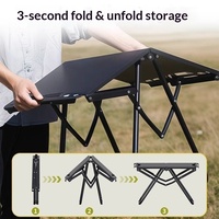 Table de camping pliable portable, hauteur réglable, ouverture hydraulique automatique, bureau tactique léger en acier au carbone pour le camping et les pique-niques