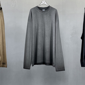 T-shirt personnalisé de haute qualité 100% coton vieilli doux lavé à l'acide surdimensionné Vintage pull au crochet tricoté impression personnalisée hiver - Product Image 2