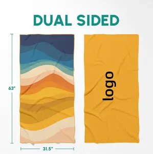 Handuk Kolam Renang Pantai daur ulang serat mikro ringan dibuat sesuai pesanan dengan logo cetak kustom