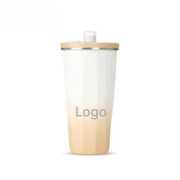 Gobelet à café isotherme à double paroi en acier inoxydable SUS304 avec paille escamotable, tasse de voyage portable