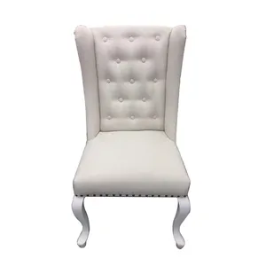Белая льняная ткань, стеганая пуговица с высокой спинкой, обеденный стул с украшением в виде кольца