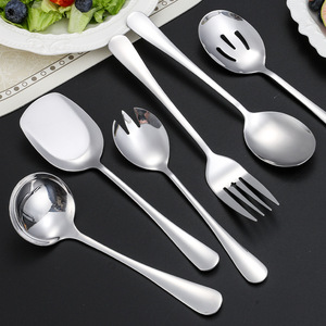 Stainless Steel Cutlery Set <b>Serving</b> <b>Spoons</b> Forks Salad <b>Spoons</b> Square Head Spatulas Soup Ladles Party Use Food Safe - Product Image 2