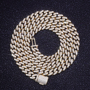 Popolare 	 Collana Cuban Link alla Moda ed Elegante con Diamanti Coltivati in Laboratorio, Collana Hip-Hop in <span class=keywords><strong>Oro</strong></span> Rosa 10k per Gioielleria - Product Image 2