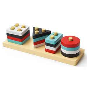 Forme géométrique en bois Quatre ensembles de colonnes Colonne de <span class=keywords><strong>sagesse</strong></span> Enfants Montessori Éducation précoce Blocs cognitifs Jeux d'appariement - Product Image 6