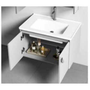 Mueble de Baño de Acero Inoxidable de 800x500mm con Lavabo de Cerámica y Armario con Espejo - Product Image 3