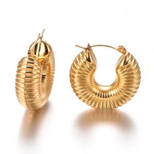 Pendientes Redondos Gruesos Vintage para Mujer, Acero Inoxidable, Chapados en Oro, Aros Gruesos, Joyería de Moda - Product Image 1