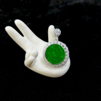 Colgante de Jadeíta Birmana Natural de Grado A, Grande y Redondo, de Alta Calidad, Color Verde, para Mujer, Regalo de Jadeíta (con Certificado NGTC)