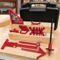 Kit d'outils de mesure pour le travail du bois avec boîte de rangement pour la planification de projets, la mise en plan et le jointement de panneaux de bois
