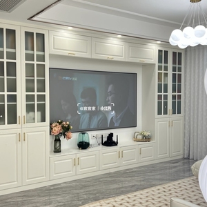 Meuble <span class=keywords><strong>TV</strong></span> de style shaker français moderne et luxueux, <span class=keywords><strong>laqué</strong></span> <span class=keywords><strong>blanc</strong></span>, unité murale de divertissement, armoire de rangement personnalisée pour salon - Product Image 1