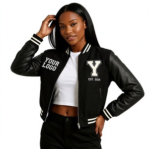 Personalized Leather Sleeve <b>Women</b> Zip Up Varsity <b>Jacket</b> Custom Embroidered Letterman College <b>Bomber</b> <b>Jacket</b> 2026 - Product Image 2