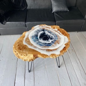 Nuovo Arrivo: Tavolino da Salotto in <span class=keywords><strong>Legno</strong></span> Massello di Noce con <span class=keywords><strong>Resina</strong></span> Epossidica Effetto Oceano Blu - Product Image 5