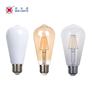 2022 China Hot Selling 4W 6W 8W 10W 12W 15W Glass E26 E27 B22d Clear Opal Milky White Amber Dimmable ST64 LED Filament Bulb