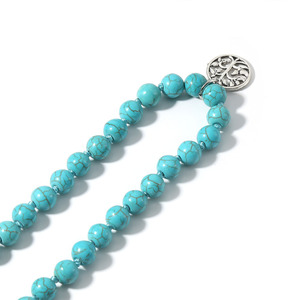 Collier de <span class=keywords><strong>prière</strong></span> en perles de turquoise bleue fait à la main pour la guérison énergétique, 108 perles de mala, pendentif en perles, bijoux - Product Image 3