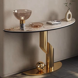 Mesa <span class=keywords><strong>consola</strong></span> de metal de lujo moderna <span class=keywords><strong>para</strong></span> sala de estar nuevo estilo clásico hogar Villa Deco pasillo mesa auxiliar <span class=keywords><strong>mesas</strong></span> de entrada de mármol - Product Image 3