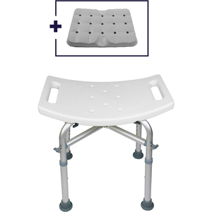 Tabouret de douche rembourré (150 kg), chaise de salle de bain pour personnes âgées, blanc KMINA K30018 - Product Image 1