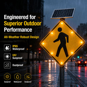 Feux de signalisation routière solaires à LED de 24 pouces en aluminium réfléchissant, directement de l'usine, pour passage piétonnier - Product Image 1