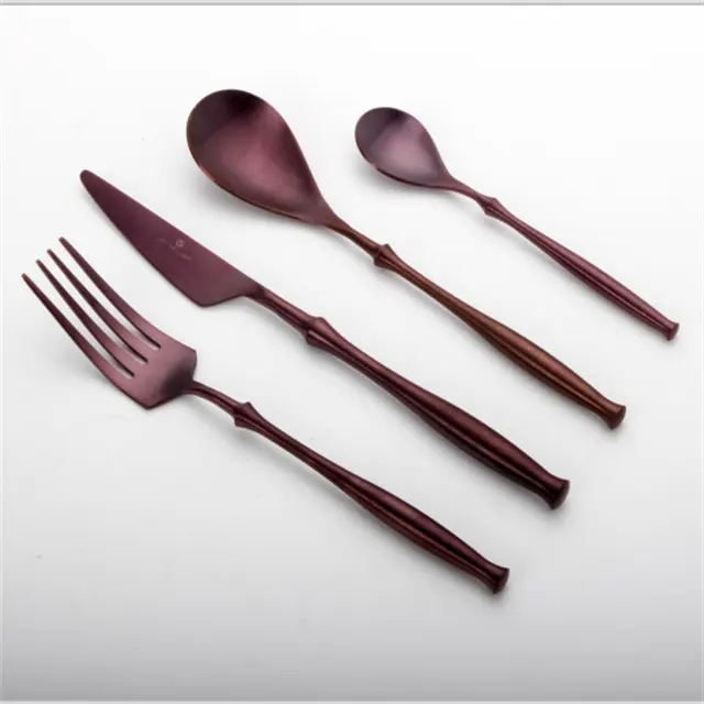 New Tím Dao Kéo Xương Xử Lý Flatware Hình Dạng Đặc Biệt Satin Flatware Cho Quà Tặng