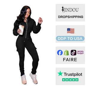 Completo Set 2 Pezzi <span class=keywords><strong>Donna</strong></span>: Giacca <span class=keywords><strong>Sportiva</strong></span> Casual Personalizzata e <span class=keywords><strong>Pantaloni</strong></span> Cargo Multitasche - Nuovi Arrivi 2026 - Product Image 2