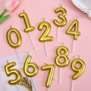Gold Number Shape Birthday <b>Candles</b> For Cake Decoration 0-9 Single <b>Wick</b> Birthday Party Supplies - Product Image 1