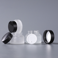 Pot en verre dépoli 15G couvercle noir essence gel pour les yeux 50g pot de crème hydratante emballage bouteille en verre épaule inclinée pot de crème 1oz