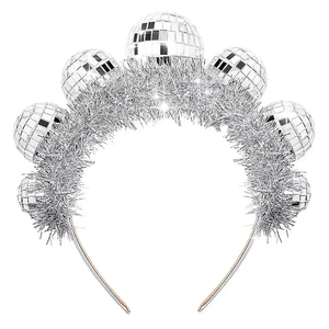 Décorations de boules disco en plastique <span class=keywords><strong>Bandeau</strong></span> de boules disco en argent des années <span class=keywords><strong>70</strong></span> - Product Image 1