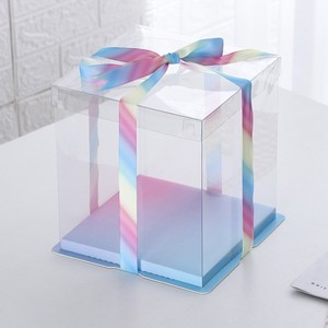Boîte de <span class=keywords><strong>transport</strong></span> pour <span class=keywords><strong>gâteau</strong></span> <span class=keywords><strong>transparente</strong></span> en PET, dégradé arc-en-ciel, cadeau pour la fête des mères, 6 à 12 pouces - Product Image 1