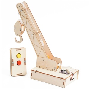 Modèle de grue en bois à construire soi-même OKYN-Y2119 avec télécommande, kit éducatif d'expériences scientifiques - Product Image 2