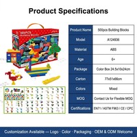 Juego de 500 Bloques de Construcción, Ladrillos Creativos Clásicos, Juguete de Construcción Compatible con Plástico ABS, Regalo Educativo STEM para Niños