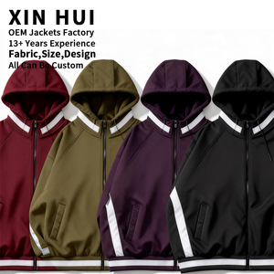 Custom Logo Winter Leather Oversized Velvet Fleece Hoodie <b>Men's</b> Streetwear Reflective Striped Zip <b>Jacket</b> Heavyweight Loose Fit - Product Image 4