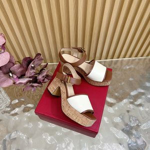 Sandalias de Plataforma con Tacón Cuadrado Grueso para Mujer, Transpirables y Cómodas, con Entresuela de Cuero Genuino, Moda de Verano - Product Image 1