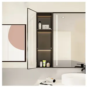 Accessoires de salle de bain Niche murale de douche en acier inoxydable avec porte en verre Niche de douche murale intégrée