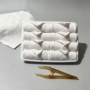 Toalla de algodón de rizo desechable de un solo uso para avión, toalla tejida desechable para bandeja de Oshibory de fábrica - Product Image 1