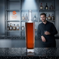 Bouteille en verre de 700 ml, bouteille à vin en verre à col haut carré, adaptée à l'emballage de la vodka, du gin et du whisky