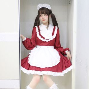 Lolita Luxury British Maid Outfit Long Sleeve Cosplay Costume Black Wine Red Dark Green Winter 2022 Game Anime Role Playing - Product Image 3