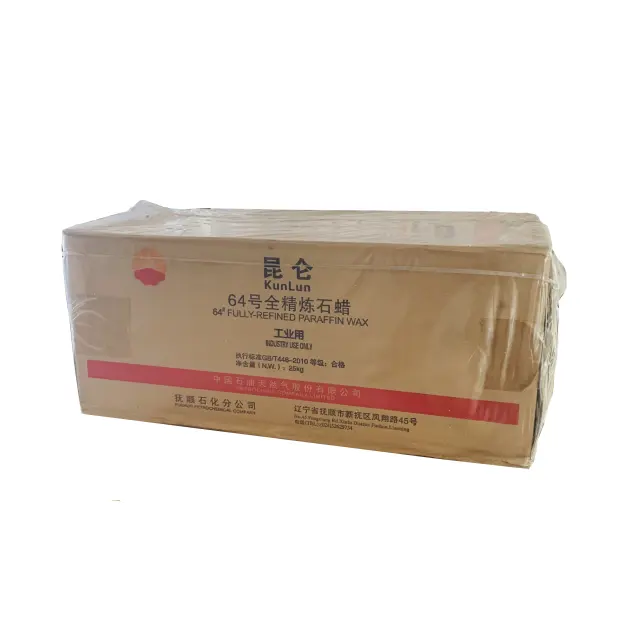 China 58/60 64/66 25kg Box Kunlun Paraffin Fully Refined Paraffin Wax Price