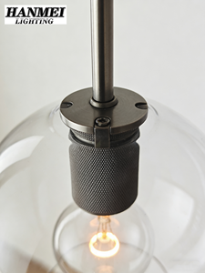 Modern Minimalist Style Single Head Pendant <b>Light</b> Luxury Metal Bedside Glass Ball Design Small E26 Bulb for Bedrooms HM-HR-056 M - Product Image 2