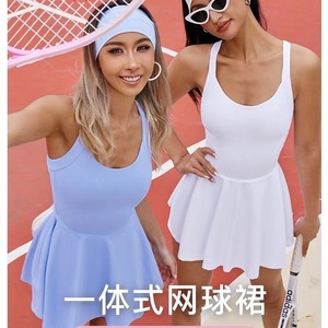 Hermoso traje deportivo para mujer para correr tenis y entrenamiento físico Falda plisada transpirable Logo Falda DE TENIS púrpura - Product Image 4